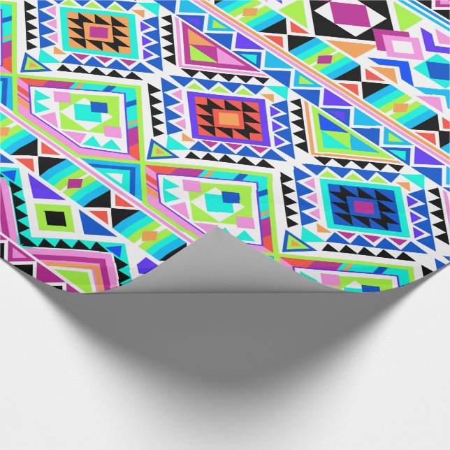 Girly Colorful Aztec Tribal Mönster Presentpapper (Hörn)