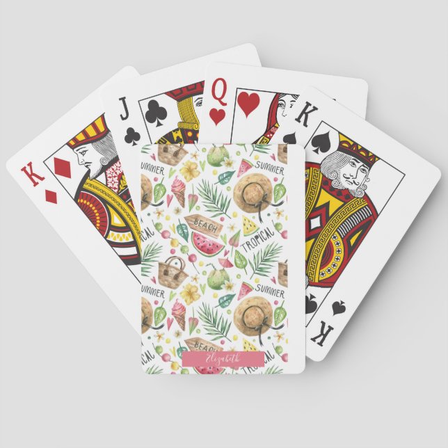 Girly Colorful Beach Slappna av Casinokort (Baksidan)