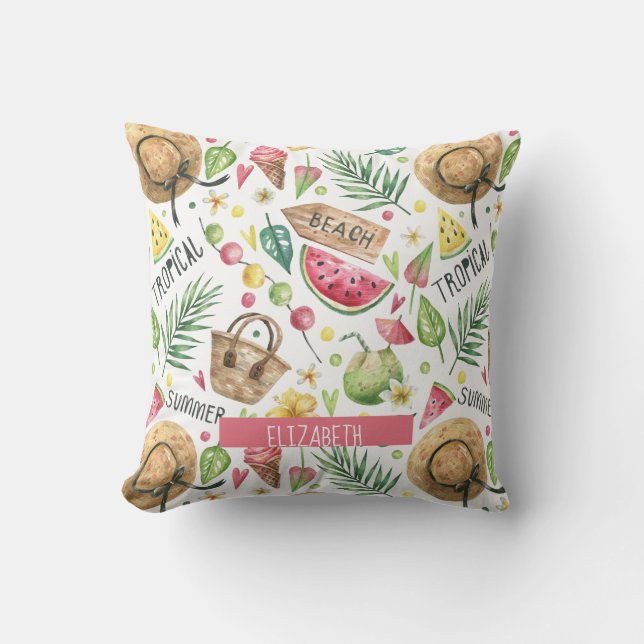 Girly Colorful Beach Slappna av Kudde (Framsida)