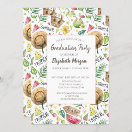 Girly Colorful Beach Slappna av Studenten Partry Inbjudningar