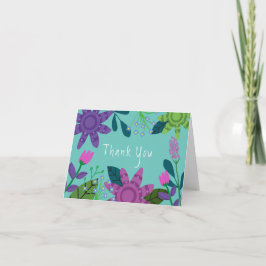 Girly Colorful Blommigt Tack Kort