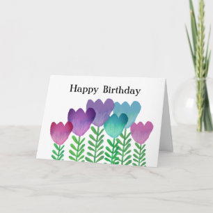 Girly Colorful Flowers Grattis på födelsedagen Kort