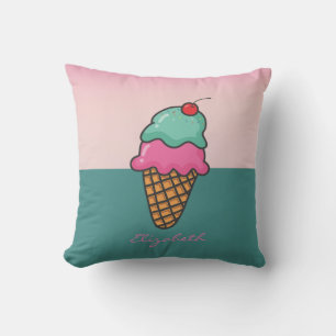Girly Colorful Ice Cream Cones - Personlig Kudde