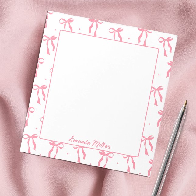 Girly Coquette  Aesthetic Pink Bow Monogram Anteckningsblock (Skapare uppladdad)