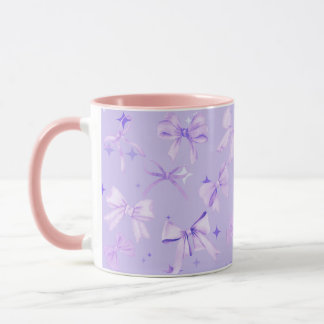 Girly Coquette Rosa Lila Pastel Bow Mugg
