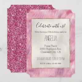 Girly Cotton Candy Rosa Glitter Inbjudningar