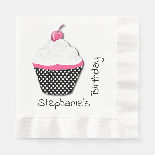 Girly Cupkaka Personlig Papper Napkins Pappersservett (Framsidan)