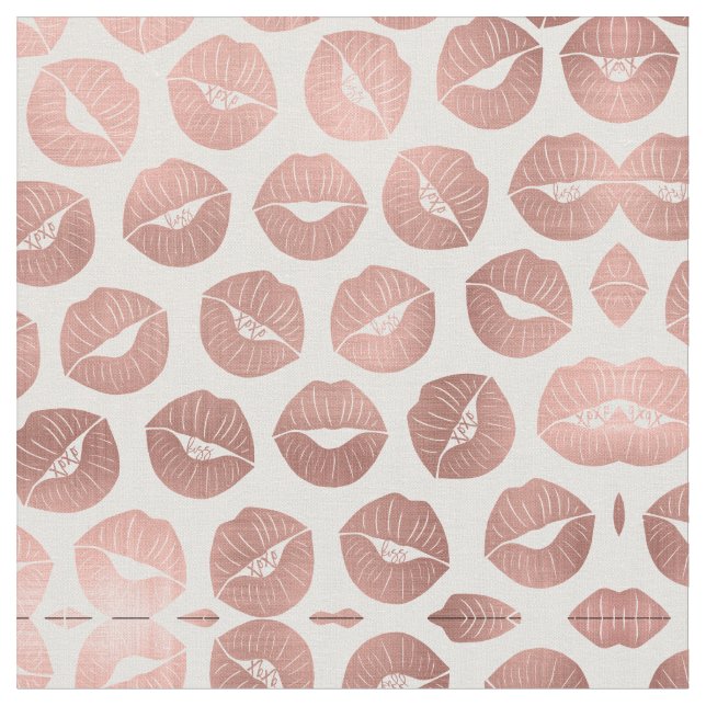 Girly Cute Artsy Ro Guld Hand plockade Kiss Läppar Tyg (Närbild)