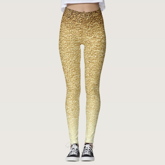 Girly Cute Guld Glittery Leggings (Framsida)