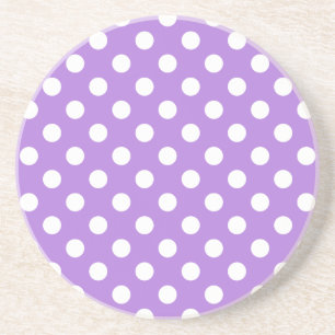 Girly Cute Lavender och White Polka dots Underlägg Sandsten