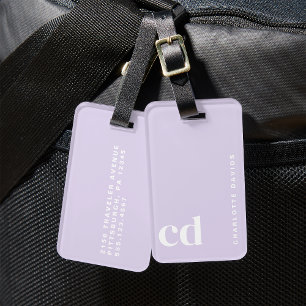 Girly Cute Light Lila Monogram Bagagebricka