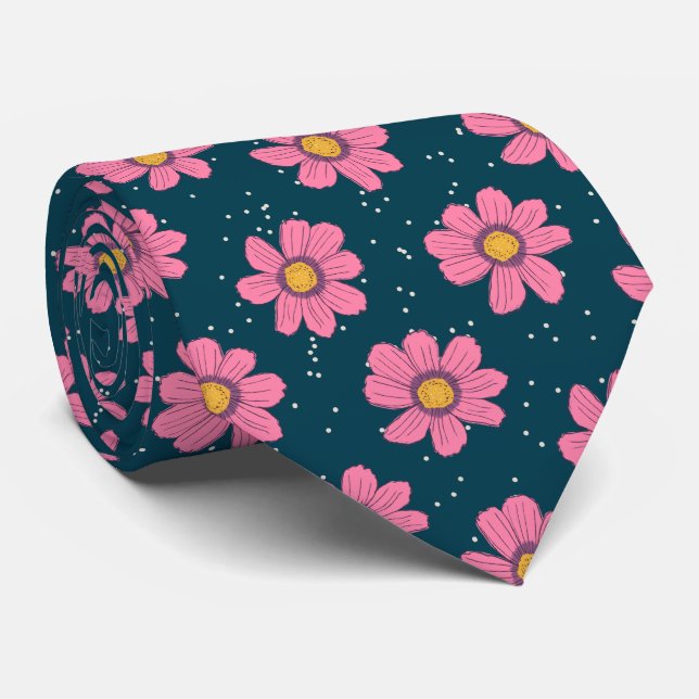 Girly Cute Modern Blue Rosa Blommigt Flowers Slips (Rullad)