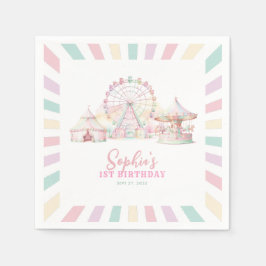 Girly Cute Pastel Carnival Circus Barns födelsedag Pappersservett