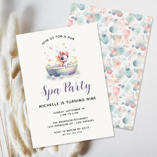 Girly Cute Pastel Pony Spa Day Barns födelsedag Pa Inbjudningar