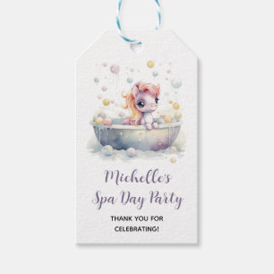 Girly Cute Pastel Pony Spa Day Barns födelsedag Pa Presentetikett