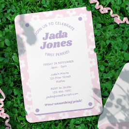 Girly Cute Pastel Rosa Flowers First Period Party Inbjudningar