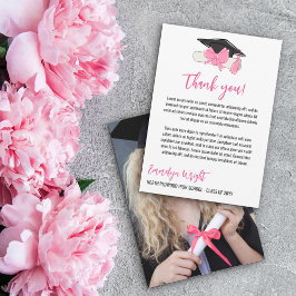 Girly Cute Rosa Bows Photo Studenten Tack Kort