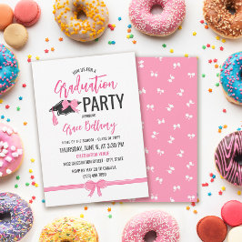 Girly Cute Rosa Bows Studenten Firande Inbjudningar