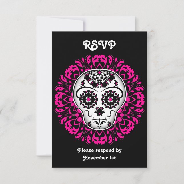 Girly day of the dead-sockerskalle OSA party Kort (Framsida)
