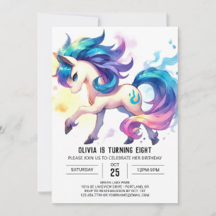 Girly Digital Horse Birthday Inbjudningar
