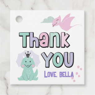 Girly Dinosaur A-Roar-able Birthday Tack Gåvor Etiketter