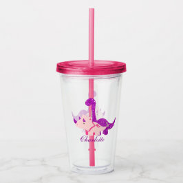 Girly Dinosaur Glitter personalize Acrylic Tumbler Take Away Mugg