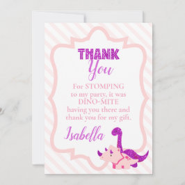 Girly Dinosaur Rosa Birthday Tack Kort