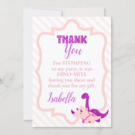 Girly Dinosaur Rosa Birthday Tack Kort