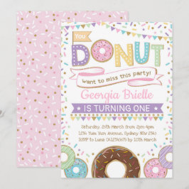 Girly Donut-inbjudan, ringmutsfågel från födelseda Inbjudningar