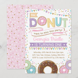 Girly Donut-inbjudan, ringmutsfågel från födelseda Inbjudningar