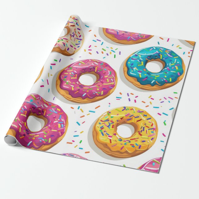Girly Donut Mönster Presentpapper (Utrullad)