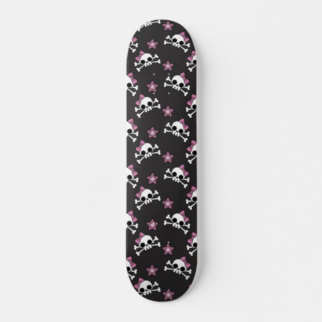Girly Döskallars and Stars Mini Skateboard Bräda 18,7 Cm (Framsida)