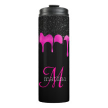 Girly-drivning av Glitter Black & Shock rosa Monog
