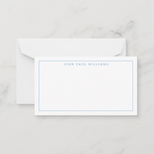 Girly Dusty Blue Professionell Formal Thin Gräns Anteckningskort (Framsida)