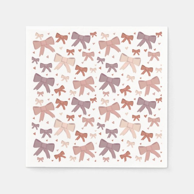 Girly Dusty Rosa Bows and Little Hearards Pappersservett (Framsidan)