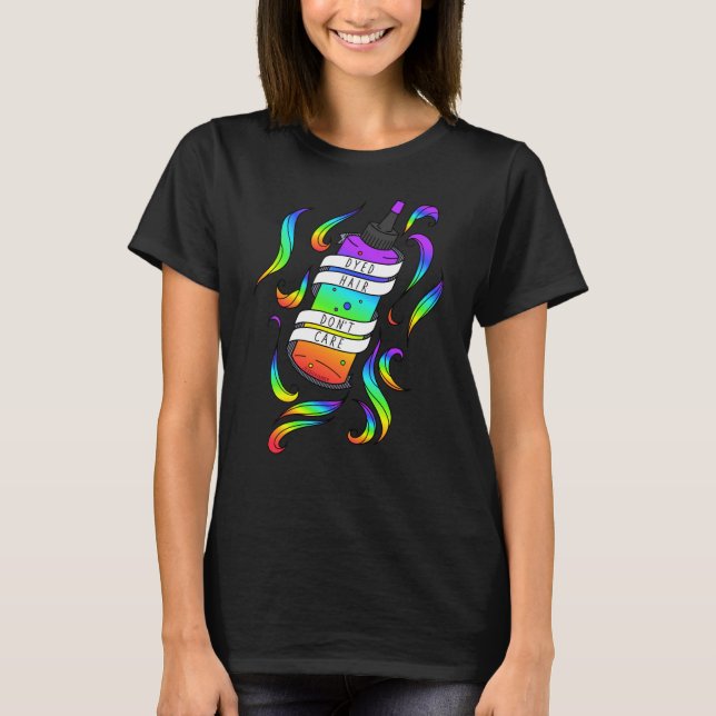 Girly Dyed Hair Flaska Rainbow Tecknad T Shirt (Framsida)