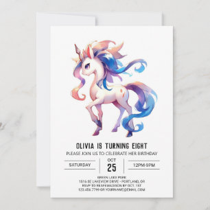 Girly Editable Horse Birthday Inbjudningar