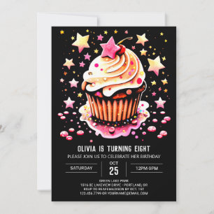 Girly Editable Muffin Delight Birthday Inbjudningar