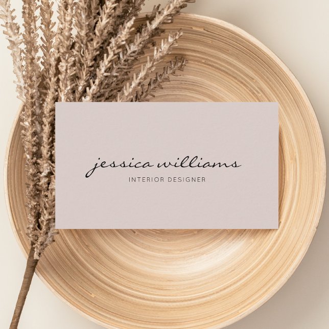 Girly Elegant Calligraphy Professionell Beige Visitkort (Skapare uppladdad)