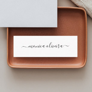 Girly Elegant Calligraphy Professionell White Mini Visitkort