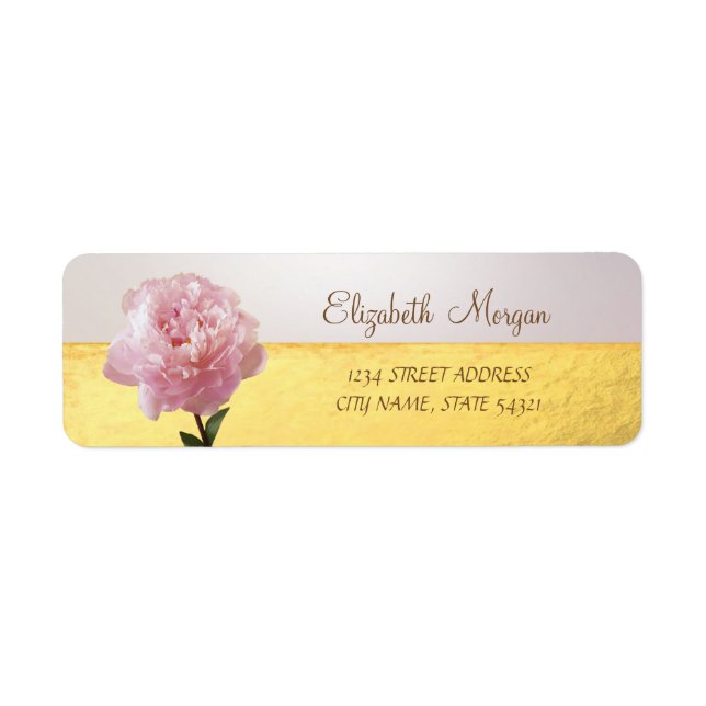 Girly Elegant,Guld,Carnation Address Label Returadress Etikett (Framsidan)