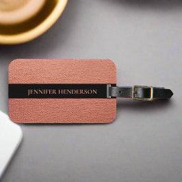 Girly Elegant Guld Rosa Monogram Namn Ro Bagagebricka