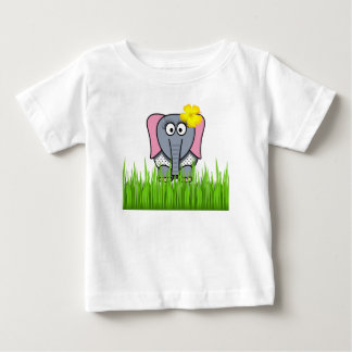 Girly Elephant in Grass T Shirt