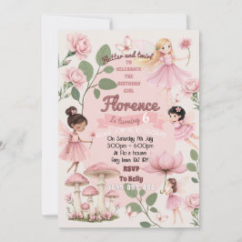 Girly fairy birthday party invitation  inbjudningar
