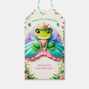 Girly Fairy Tale Frog Princess Födelsedagsfest Presentetikett