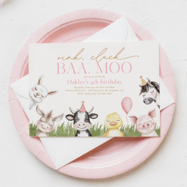 Girly Farm Födelsedagsfest inbjudan (Skapare uppladdad)