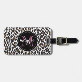 Girly Faux Leopard Skriv ut Monogram mönster Bagagebricka