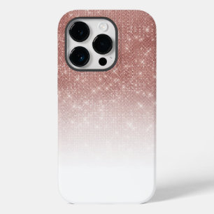 Girly Faux Ro Guld Sequin Glitter White Ombre