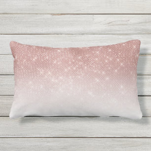 Girly Faux Ro Guld Sequin Glitter White Ombre Lumbarkudde