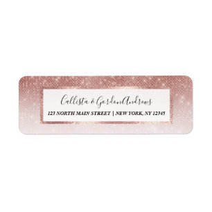 Girly Faux Ro Guld Sequin Glitter White Ombre Returadress Etikett